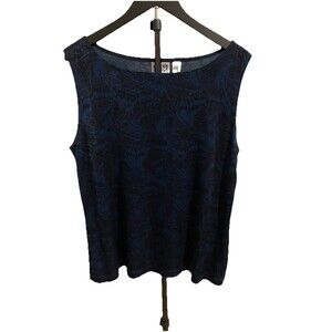 Chicos Design Size 3 Womens XL Top Tank Layering Black Blue Slinky